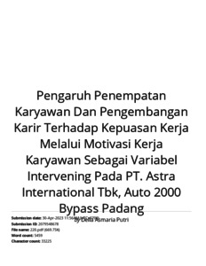 Pengaruh Penempatan Karyawan Dan Pengembangan Karir Terhadap Kepuasan ...